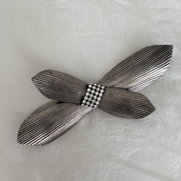 Vintage Jewelry - Vintage- Large Silver and Rhinestone Brooch